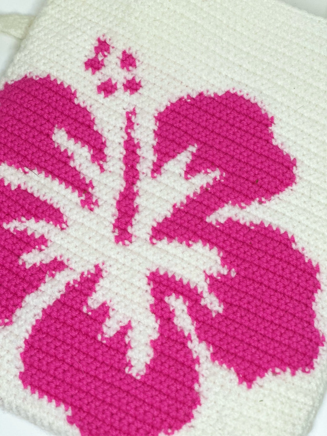 Pink Hibiscus Crochet Bag