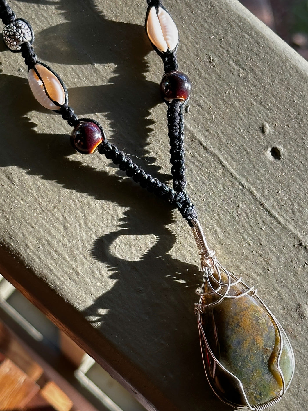 Moss Agate Macrame Necklace