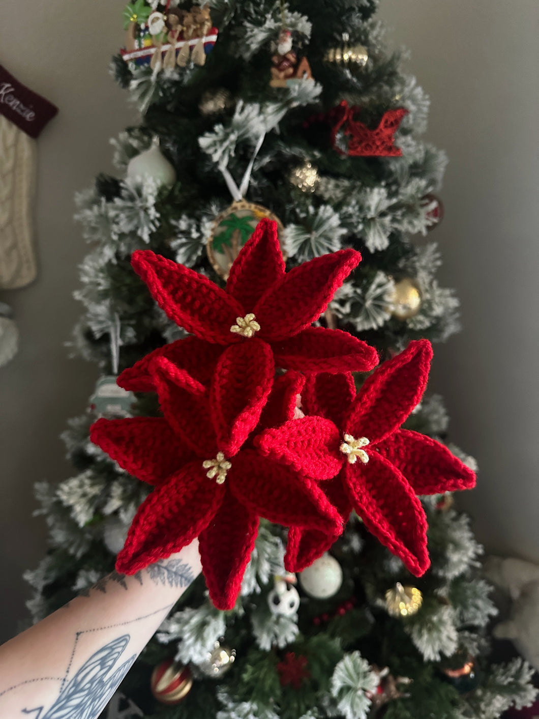 Red Poinsettias - Crochet Bouquet