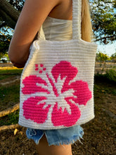 Load image into Gallery viewer, Pink Hibiscus Crochet Bag
