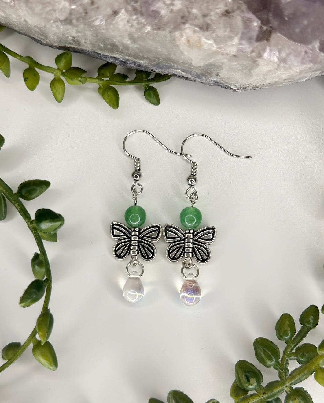 Green Aventurine Butterfly Earrings