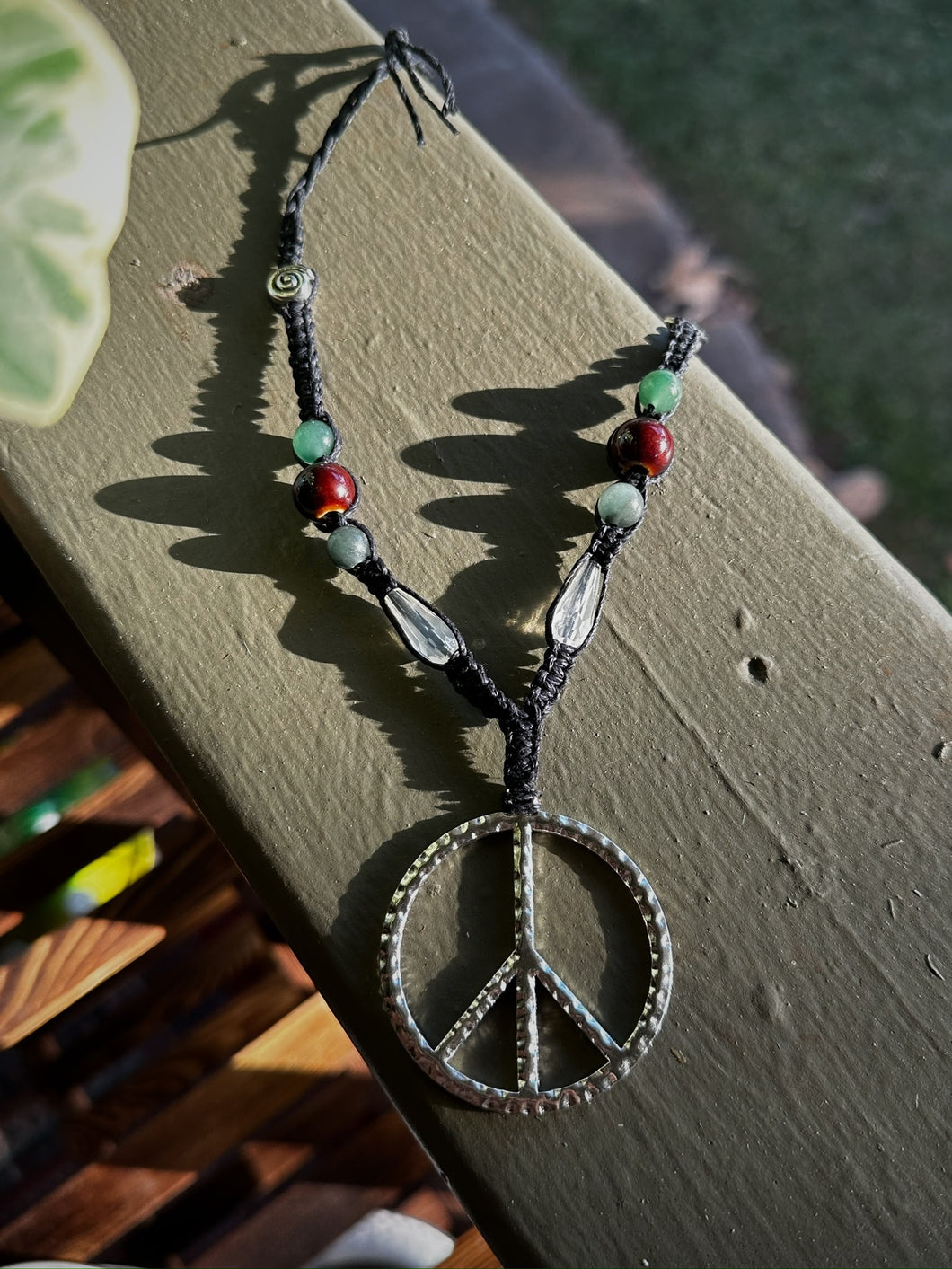 Peace Sign Macrame Necklace