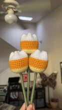 Load image into Gallery viewer, Candy Corn Tulips - Crochet Bouquet
