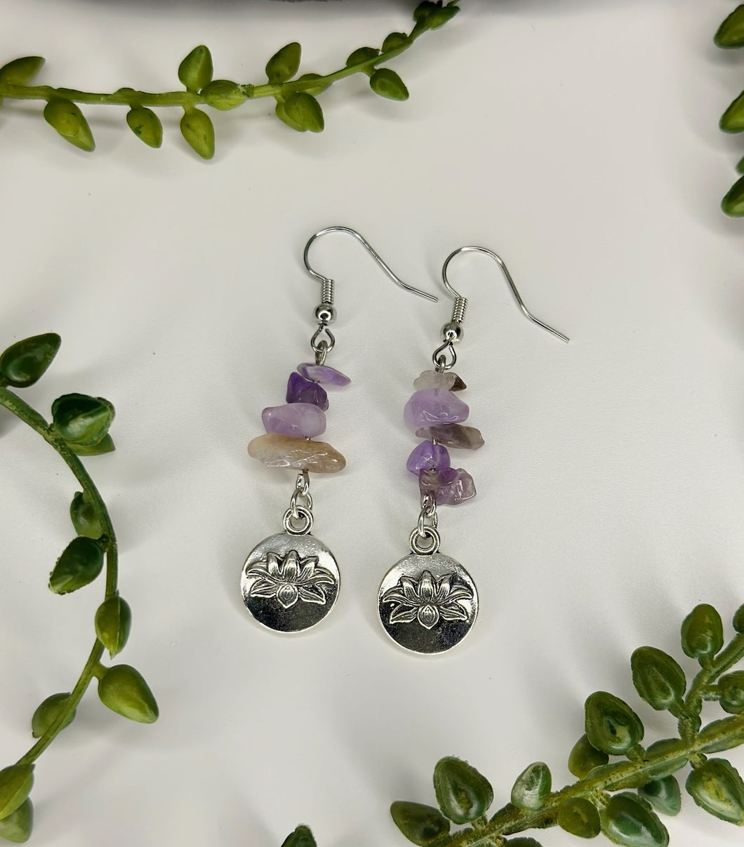 Amethyst Lotus Earrings