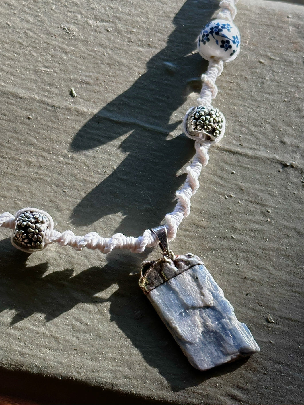 Blue Kyanite Macrame Necklace