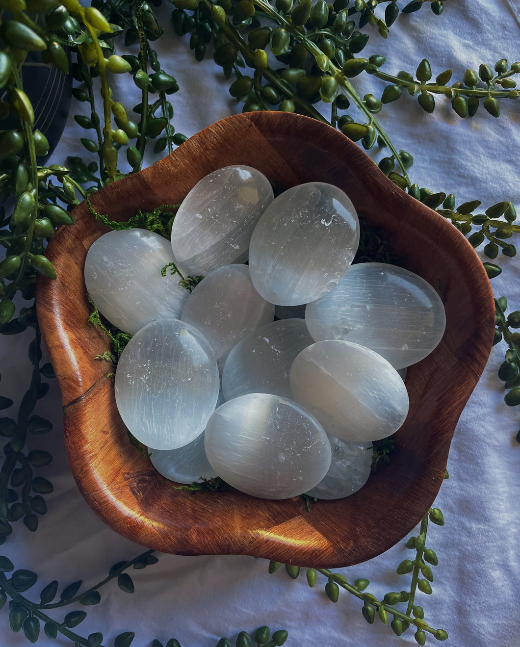 Selenite Palm Stones