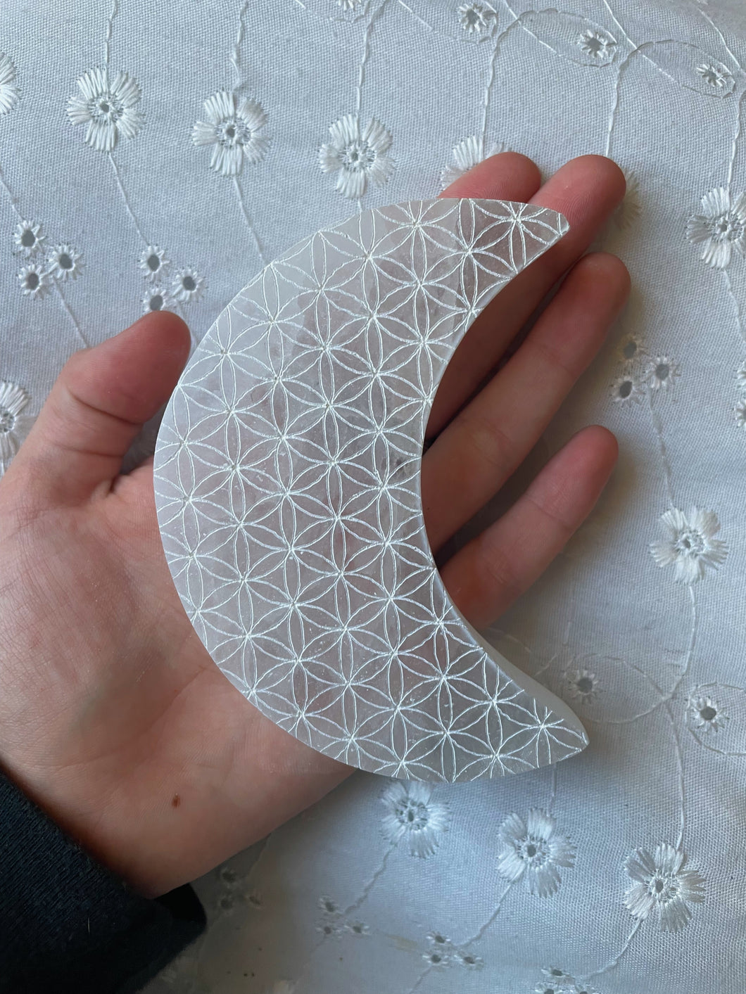 Etched Selenite Moon