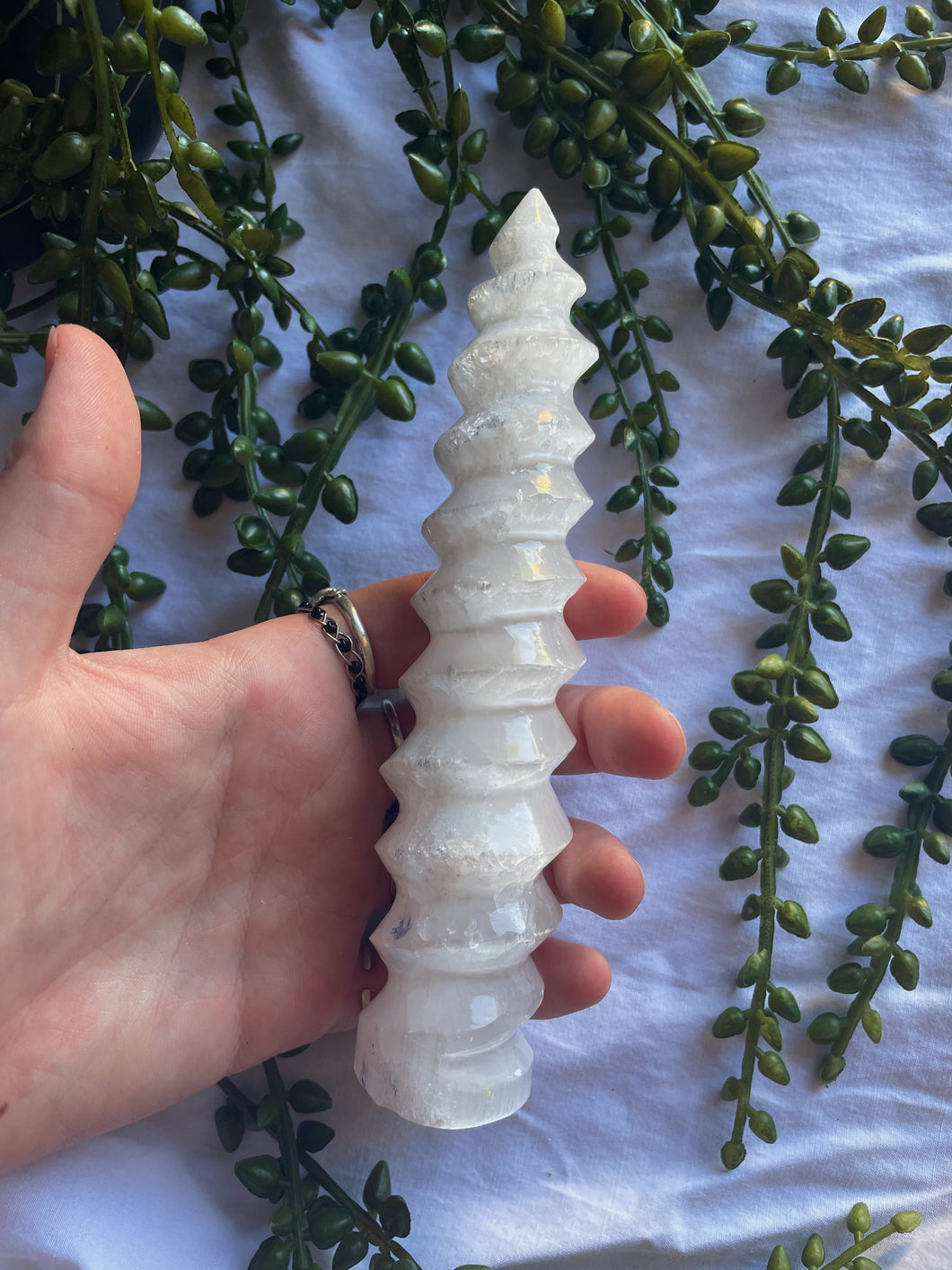 Selenite Swirl Tower